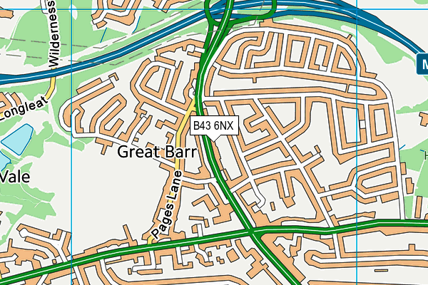 B43 6NX map - OS VectorMap District (Ordnance Survey)