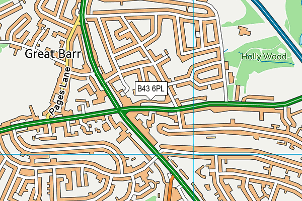 B43 6PL map - OS VectorMap District (Ordnance Survey)