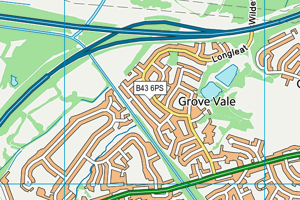 B43 6PS map - OS VectorMap District (Ordnance Survey)