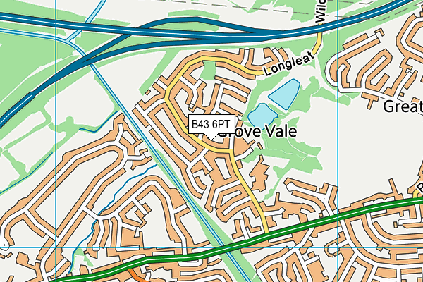 B43 6PT map - OS VectorMap District (Ordnance Survey)