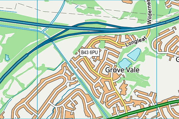 B43 6PU map - OS VectorMap District (Ordnance Survey)