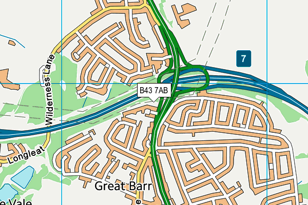 B43 7AB map - OS VectorMap District (Ordnance Survey)
