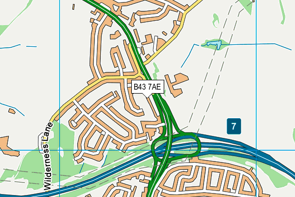 B43 7AE map - OS VectorMap District (Ordnance Survey)