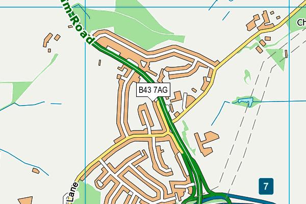 B43 7AG map - OS VectorMap District (Ordnance Survey)