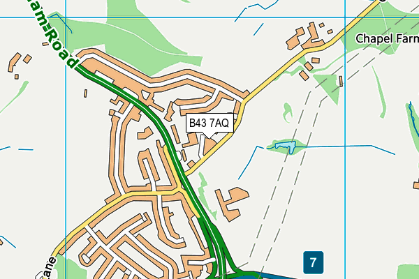 B43 7AQ map - OS VectorMap District (Ordnance Survey)