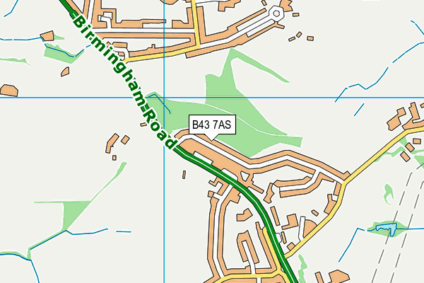 B43 7AS map - OS VectorMap District (Ordnance Survey)