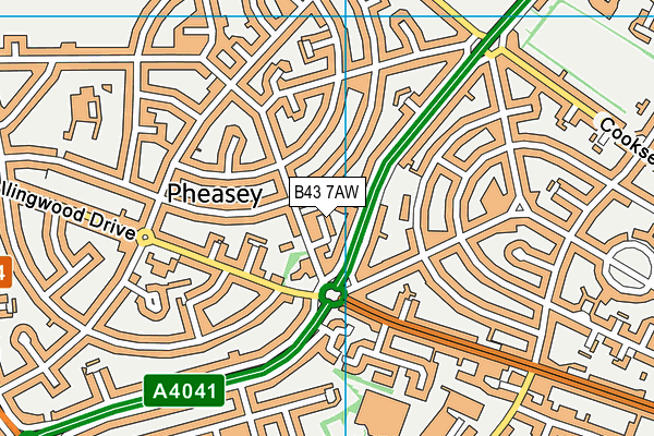 B43 7AW map - OS VectorMap District (Ordnance Survey)
