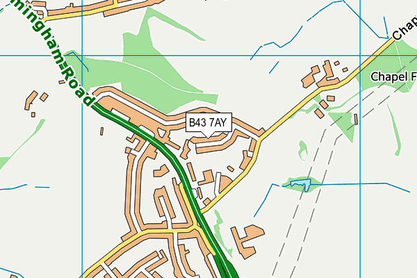 B43 7AY map - OS VectorMap District (Ordnance Survey)
