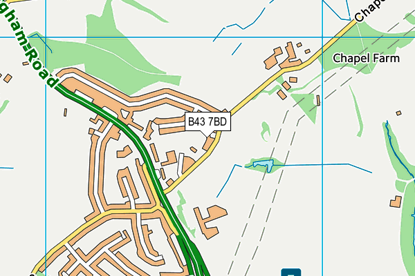 Chapel Lane map (B43 7BD) - OS VectorMap District (Ordnance Survey)