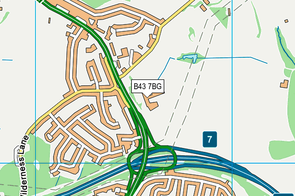 B43 7BG map - OS VectorMap District (Ordnance Survey)
