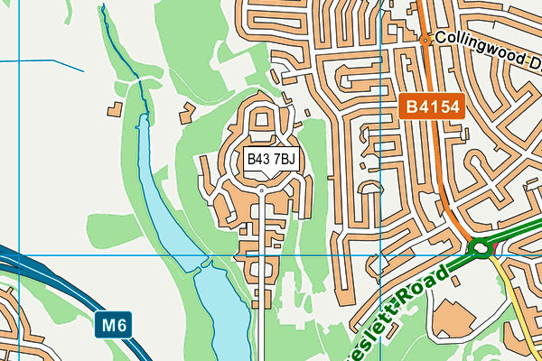 B43 7BJ map - OS VectorMap District (Ordnance Survey)