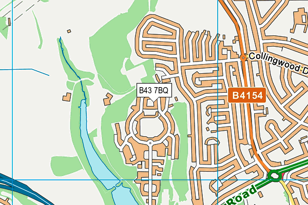 B43 7BQ map - OS VectorMap District (Ordnance Survey)