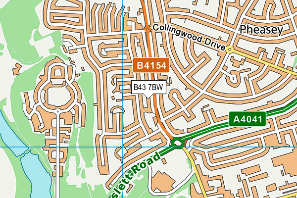B43 7BW map - OS VectorMap District (Ordnance Survey)