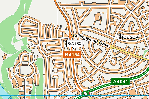 B43 7BX map - OS VectorMap District (Ordnance Survey)