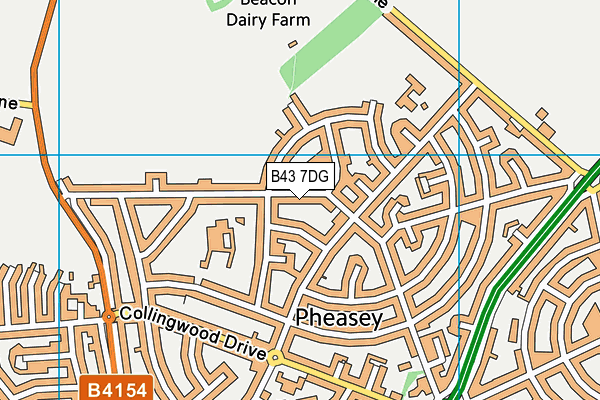 B43 7DG map - OS VectorMap District (Ordnance Survey)
