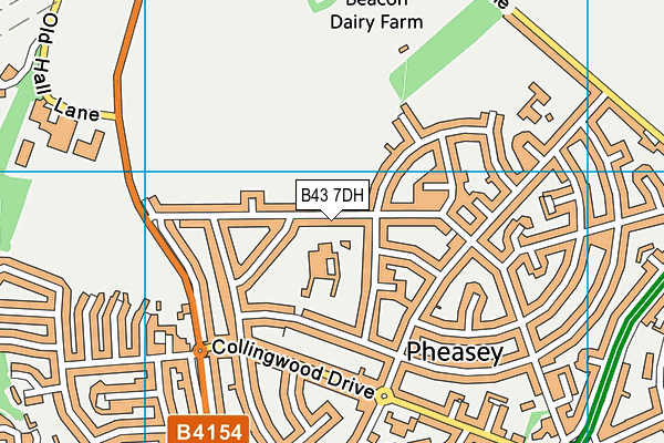 Pheasey Park Farm Primary School and Early Years Centre map (B43 7DH) - OS VectorMap District (Ordnance Survey)