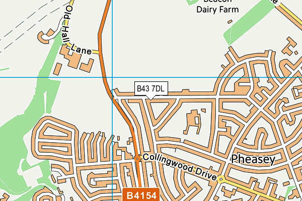 B43 7DL map - OS VectorMap District (Ordnance Survey)