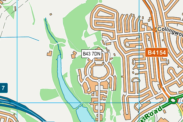 B43 7DN map - OS VectorMap District (Ordnance Survey)