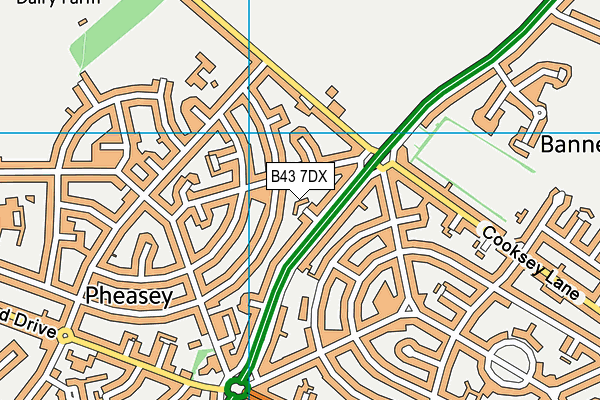 B43 7DX map - OS VectorMap District (Ordnance Survey)