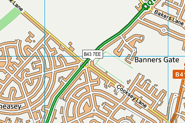 B43 7EE map - OS VectorMap District (Ordnance Survey)