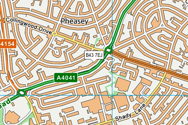 B43 7EJ map - OS VectorMap District (Ordnance Survey)