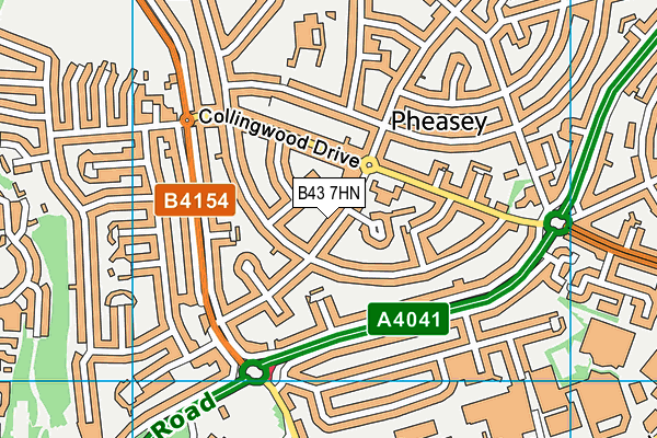 B43 7HN map - OS VectorMap District (Ordnance Survey)