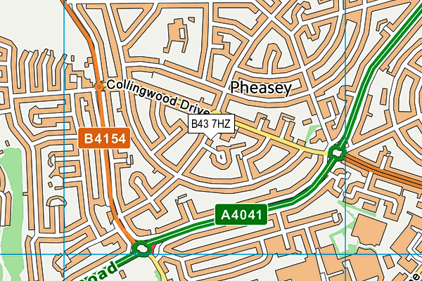 B43 7HZ map - OS VectorMap District (Ordnance Survey)