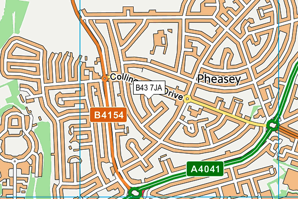 B43 7JA map - OS VectorMap District (Ordnance Survey)