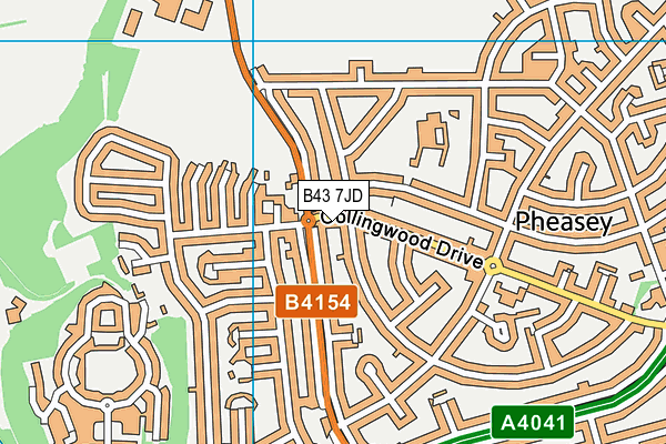 B43 7JD map - OS VectorMap District (Ordnance Survey)