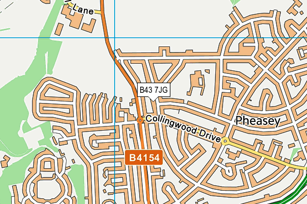 B43 7JG map - OS VectorMap District (Ordnance Survey)