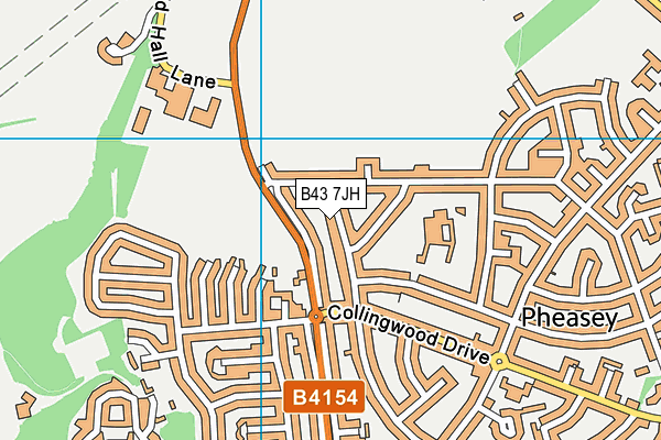 B43 7JH map - OS VectorMap District (Ordnance Survey)