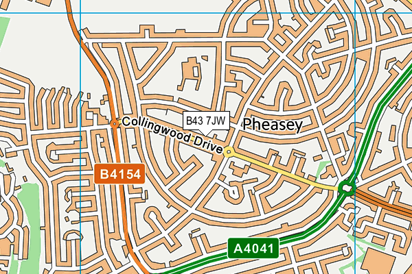 B43 7JW map - OS VectorMap District (Ordnance Survey)