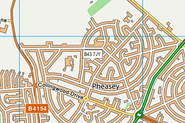 B43 7JY map - OS VectorMap District (Ordnance Survey)