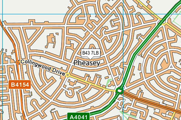B43 7LB map - OS VectorMap District (Ordnance Survey)