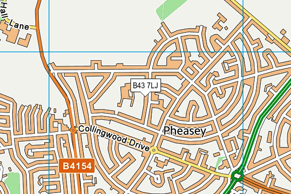B43 7LJ map - OS VectorMap District (Ordnance Survey)