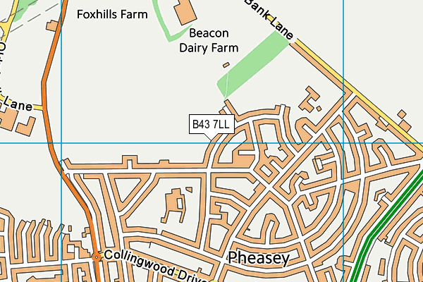 B43 7LL map - OS VectorMap District (Ordnance Survey)