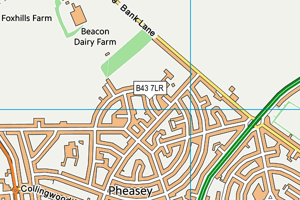 B43 7LR map - OS VectorMap District (Ordnance Survey)