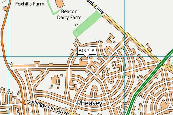 B43 7LS map - OS VectorMap District (Ordnance Survey)