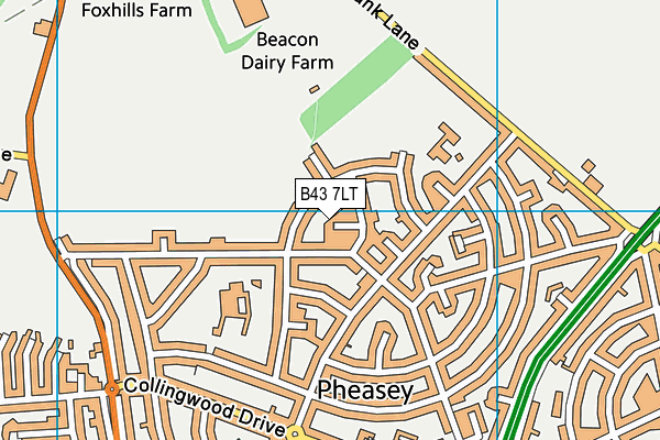 B43 7LT map - OS VectorMap District (Ordnance Survey)