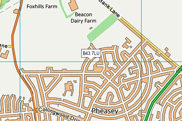 B43 7LU map - OS VectorMap District (Ordnance Survey)