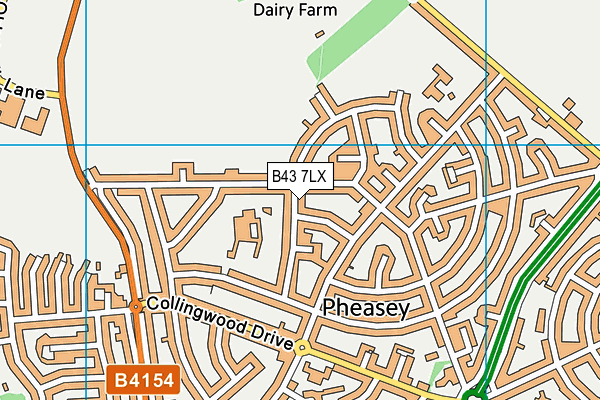 B43 7LX map - OS VectorMap District (Ordnance Survey)