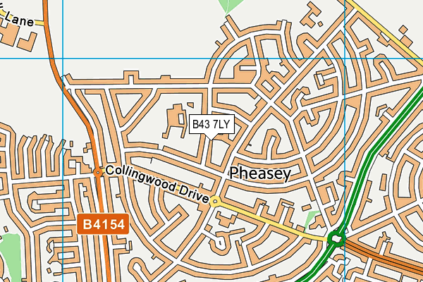 B43 7LY map - OS VectorMap District (Ordnance Survey)