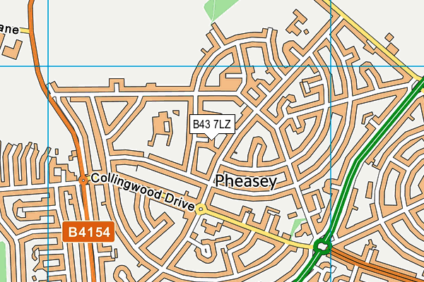 B43 7LZ map - OS VectorMap District (Ordnance Survey)