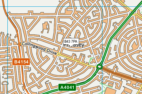 B43 7PA map - OS VectorMap District (Ordnance Survey)