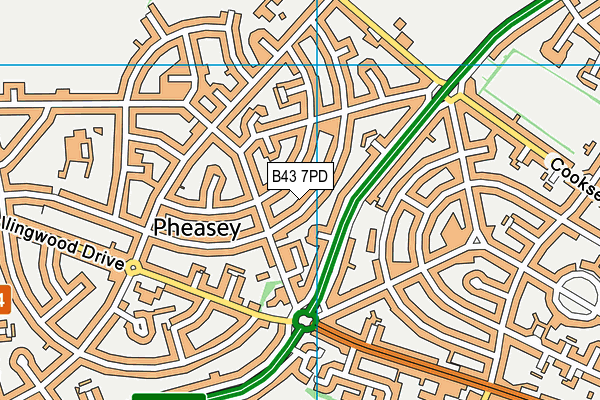 B43 7PD map - OS VectorMap District (Ordnance Survey)