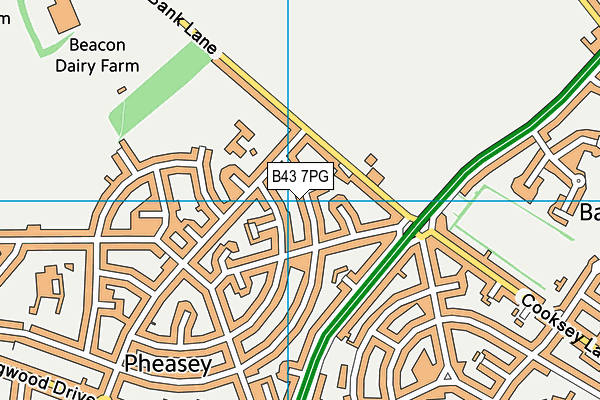 B43 7PG map - OS VectorMap District (Ordnance Survey)