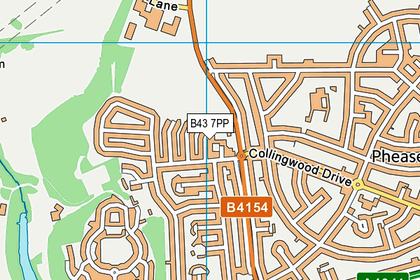B43 7PP map - OS VectorMap District (Ordnance Survey)