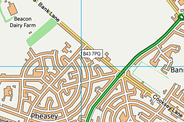 B43 7PQ map - OS VectorMap District (Ordnance Survey)
