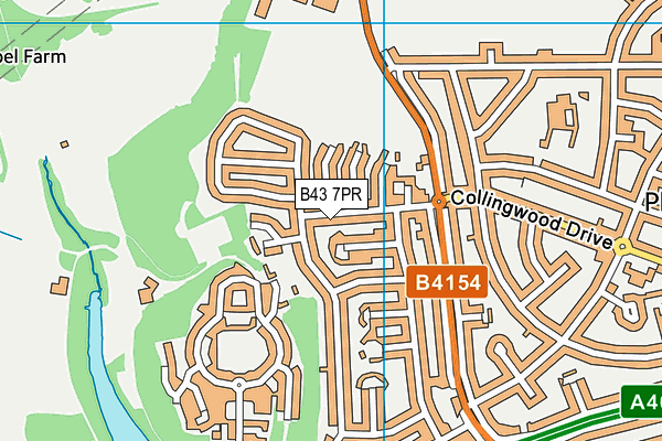 B43 7PR map - OS VectorMap District (Ordnance Survey)
