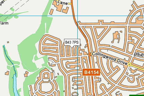 B43 7PS map - OS VectorMap District (Ordnance Survey)